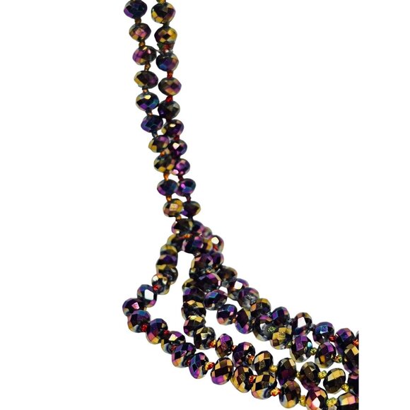 Kirks Folly Single Strand Purple Shimmer Bead Flapper Necklace (6281) - Picture 2 of 6
